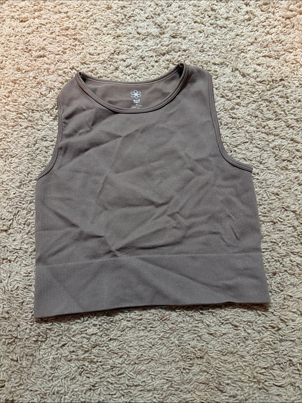 Aura Brown Ribbed Cropped Tank Top